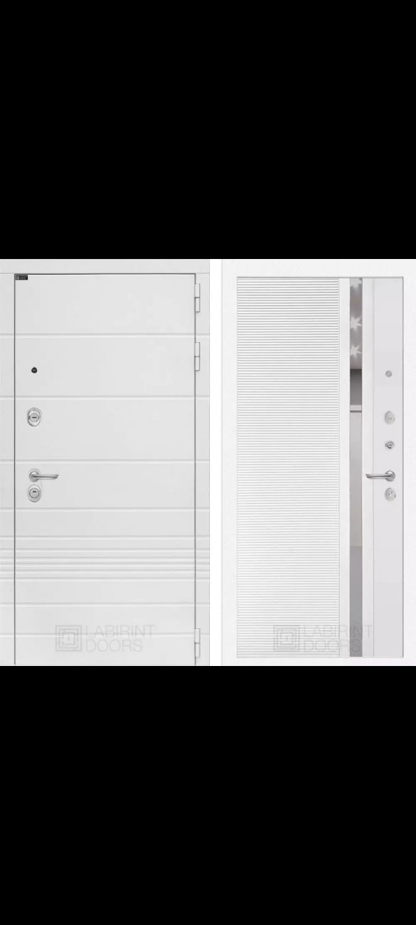 Входная дверь Трендо 31 - Белый софт, зеркальная вставка с тонировкой