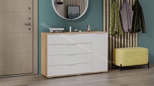 Комод комбинированный «Хилтон» - 402.012.000 Дуб Крафт золотой, Белый матовый