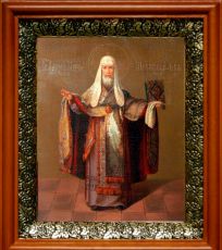 Икона Алексий, митрополит Московский в киоте с басмой Виноградная Лоза (UV-печать)(СВЛ-33009)