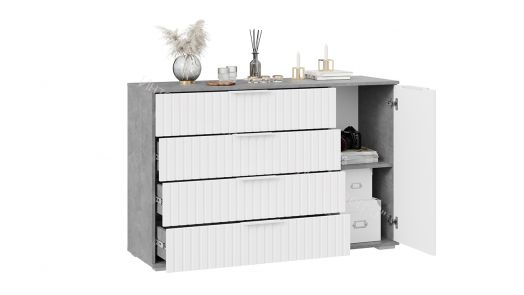 Комод комбинированный «Хилтон» - 402.012.000 Ателье светлый, Белый матовый