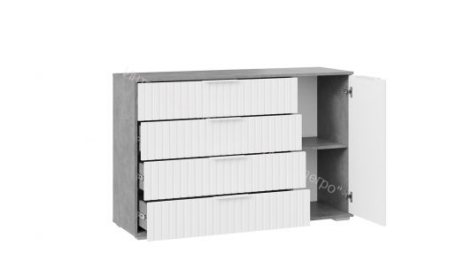 Комод комбинированный «Хилтон» - 402.012.000 Ателье светлый, Белый матовый