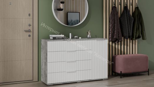 Комод комбинированный «Хилтон» - 402.012.000 Ателье светлый, Белый матовый