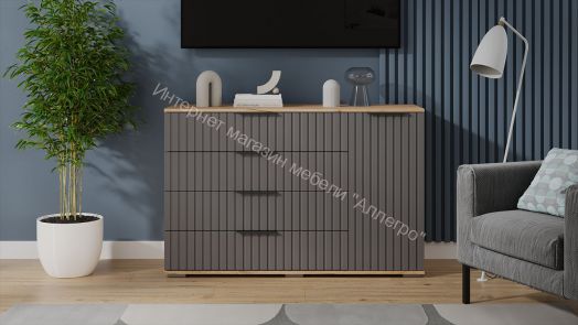 Комод комбинированный «Хилтон» - 402.012.000 Дуб Крафт золотой, Графит матовый