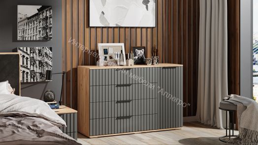 Комод комбинированный «Хилтон» - 402.012.000 Дуб Крафт золотой, Графит матовый