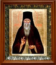 Икона Амвросий Оптинский в киоте с басмой Виноградная Лоза (UV-печать)(30053)