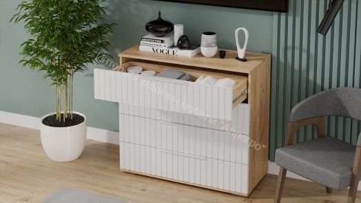 Комод «Хилтон» - 402.010.000 Дуб Крафт золотой, Белый матовый