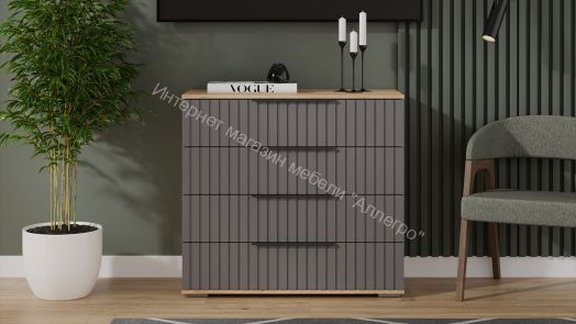 Комод «Хилтон» - 402.010.000 Дуб Крафт золотой, Графит матовый