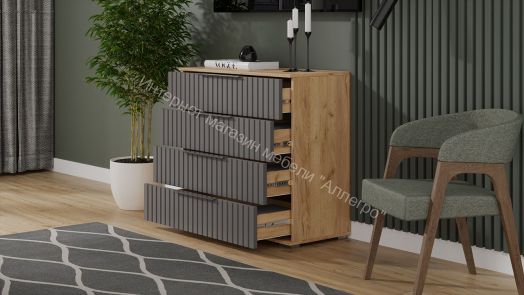 Комод «Хилтон» - 402.010.000 Дуб Крафт золотой, Графит матовый