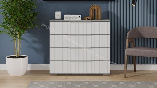 Комод «Хилтон» - 402.010.000 Ателье светлый, Белый матовый