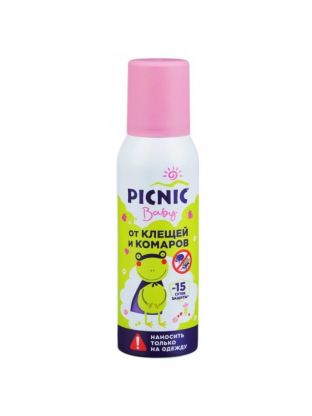 Репеллент от комаров, клещей, аэрозоль, для детей, Picnic, Baby, 125 мл, 46 00104 03100 7