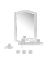 Зеркало 35х52 см, прямоугольное, снежно-белое, с полочкой, Berossi, НВ 04601000