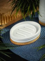 Мыльница настольная, Бамбук, пластик, 12.5х9х2.5 см, белая, RE1386BA-SD