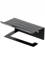 Держатель для туалетной бумаги, с полкой, 17х12х7.5 см, металл, черный, A340122