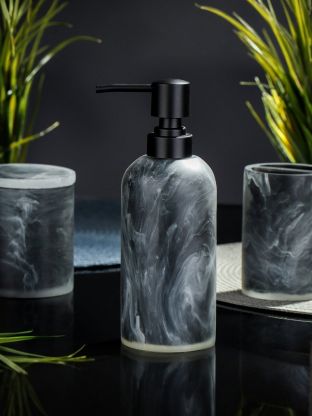 Дозатор для жидкого мыла, Серый Мрамор, полистоун, 7х14.2х19.2 см, 350 мл, RE1320AA-LD