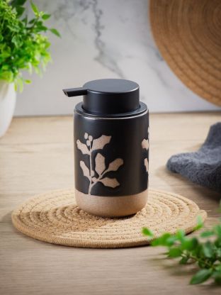 Дозатор для жидкого мыла, керамика, 8x11.2/13.7 см, 350 мл, черный, BCE0766AA-LD