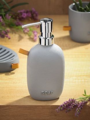 Дозатор для жидкого мыла, полистоун, 9.5х5.2х18.2 см, 350 мл, серый, RE1158AA-LD