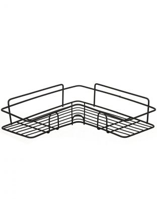 Полка для ванной металл, угловая, 26.5х26.5х6 см, силиконовое крепление, черная, T2022-HT029