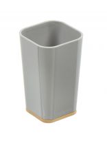 Стакан для зубных щеток, 7.3х7.3х11.2 см, пластик, серый, Бамбук, PS0282GA-TB