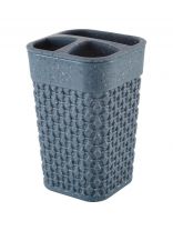 Стакан для зубных щеток, 7.4х7.4х11.3 см, темный камень, Plast team, Stone