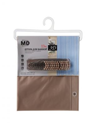 Штора для ванн 180х180 см, полиэстер, кофе с молоком, A310030