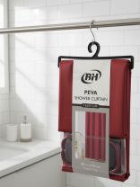 Штора для ванн 180х180 см, Peva, Бордовый матовый, с кольцами, Y4-11178