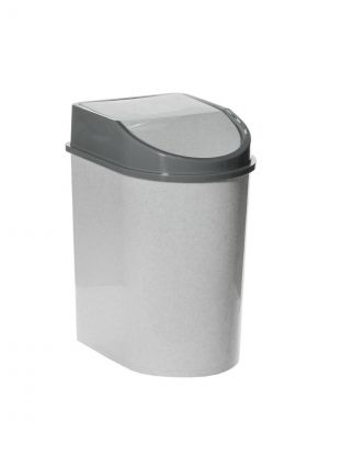 Контейнер для мусора пластик, 8 л, прямоугольный, плавающая крышка, мрамор, Idea, М2481