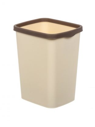 Контейнер для мусора пластик, 9 л, прямоугольный, с фиксатором, слоновая кость, шоколад, Violet, Tandem, 841126