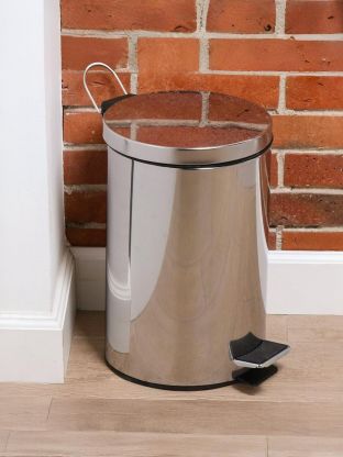 Контейнер для мусора металл, 12 л, круглый, педаль, хром, Y8-2723