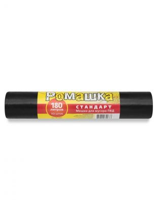 Пакеты для мусора 180 л, 10 шт, 27 мкм, 90х110 см, Ромашка, Стандарт, ВР-0086