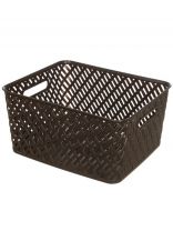 Корзина для хранения, 35х29х17.5 см, прямоугольная, плетеная, пластик, коричневая, Альтернатива, Плетенка, М3503
