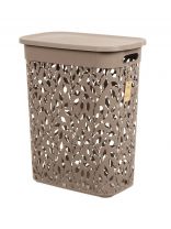 Корзина для белья, 35 л, 42х26.5х50.5 см, прямоугольная, пластик, французский серая, с крышкой, Idea, Флора, М 2620