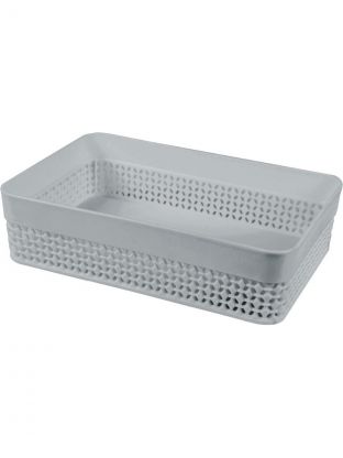 Корзина 2 л, 23х15.7х6 см, прямоугольная, пластик, серый шторм, Plast team, Oslo