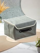 Кофр для хранения, 1 секция, с крышкой, складной, 25х19х16 см, спанбонд, с ручкой, серый, Y6-10750