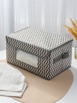 Кофр для хранения, с крышкой, складной, 29х19х15 см, серая волна, с окном, A190058