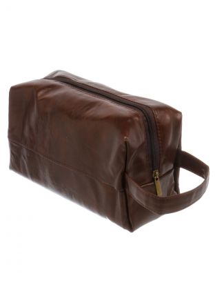 Косметичка 28х11.5х13 см, экокожа, A080050, прямоугольная, застежка молния, коричневая