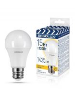 Лампа светодиодная E27, 15 Вт, 120 Вт, груша, 3000 К, теплый белый свет, Ergolux, 14307