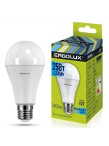 Лампа светодиодная E27, 25 Вт, 225 Вт, груша, 4000 К, нейтральный белый свет, Ergolux, 14236