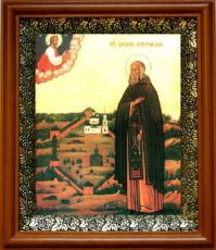 Икона Антоний Леохновский в киоте с басмой Виноградная Лоза (UV-печать)(30094)