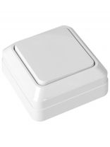 Выключатель открытой установки, одноклавишный, 10 А, термопластик, IP20, белый, General Lighting Systems, Альфа, 477000