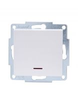 Выключатель скрытой установки, одноклавишный, без заземления, 10 А, 250 В, пластик, подсветка, IP20, белый, Lezard, Vesna, 742-0288-111