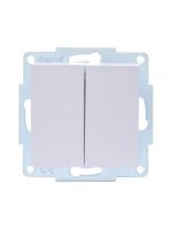 Выключатель скрытой установки, двухклавишный, без заземления, 10 А, 250 В, пластик, IP20, белый, Lezard, Vesna, 742-0288-101