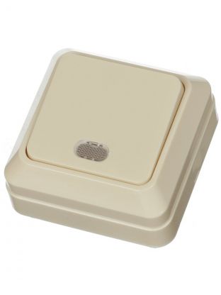 Выключатель открытой установки, одноклавишный, без заземления, 10 А, подсветка, IP20, слоновая кость, TDM Electric, Ладога, SQ1801-0010