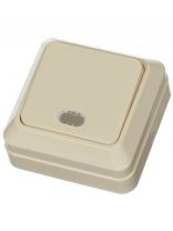 Выключатель открытой установки, одноклавишный, без заземления, 10 А, подсветка, IP20, слоновая кость, TDM Electric, Ладога, SQ1801-0010