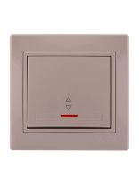 Выключатель скрытой установки, одноклавишный, без заземления, керамика, подсветка, кремовый, проходной, со вставкой, Lezard, Mira, 701-0303-114