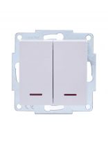 Выключатель скрытой установки, двухклавишный, без заземления, 10 А, 250 В, пластик, подсветка, IP20, белый, Lezard, Vesna, 742-0288-112