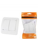 Выключатель скрытой установки, двухклавишный, без заземления, 10 А, белый, TDM Electric, Валдай, SQ1804-0002