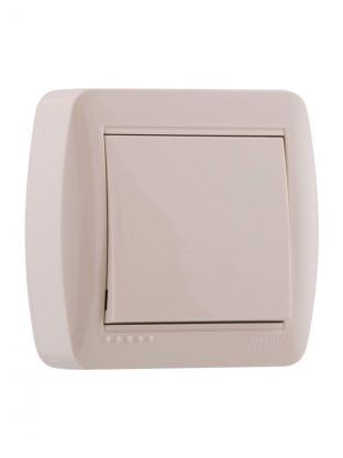 Выключатель открытой установки, одноклавишный, без заземления, пластик, кремовый, Lezard, Demet, 711-0300-100