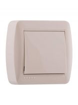 Выключатель открытой установки, одноклавишный, без заземления, пластик, кремовый, Lezard, Demet, 711-0300-100