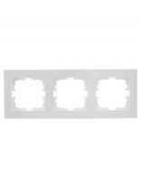 Рамка трехпостовая, горизонтальная, пластик, белая, без вставки, Lezard, Vesna, 742-0200-148