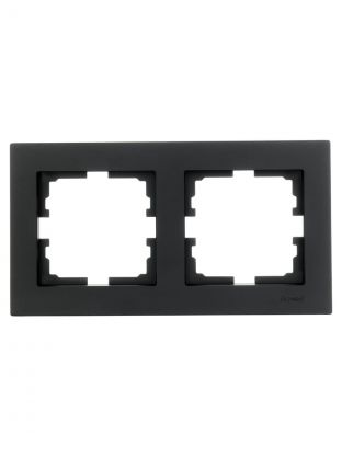 Рамка двухпостовая, пластик, черный бархат, без вставки, Lezard, Vesna, 742-4200-147
